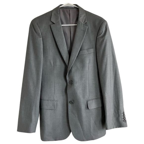 Mens Giorgio Fiorelli Solid Gray Suit Jacket - Picture 4 of 8